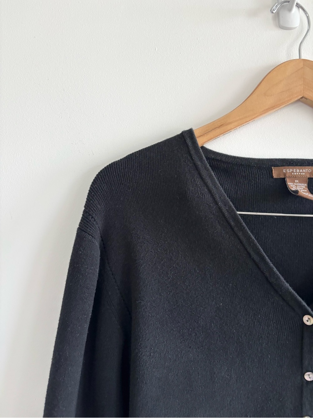 Vintage Cotton Black V-Neck Button Front Sweater - Picture 3 of 9